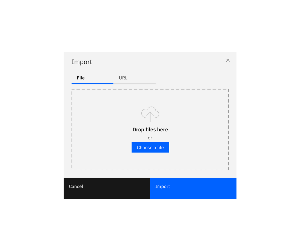 Example of an import modal