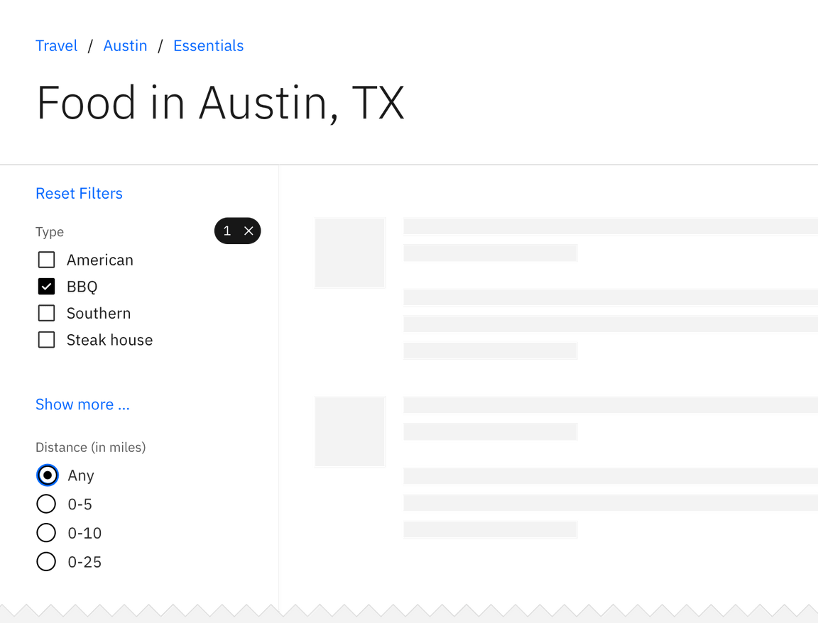 Multiple filter categories examples